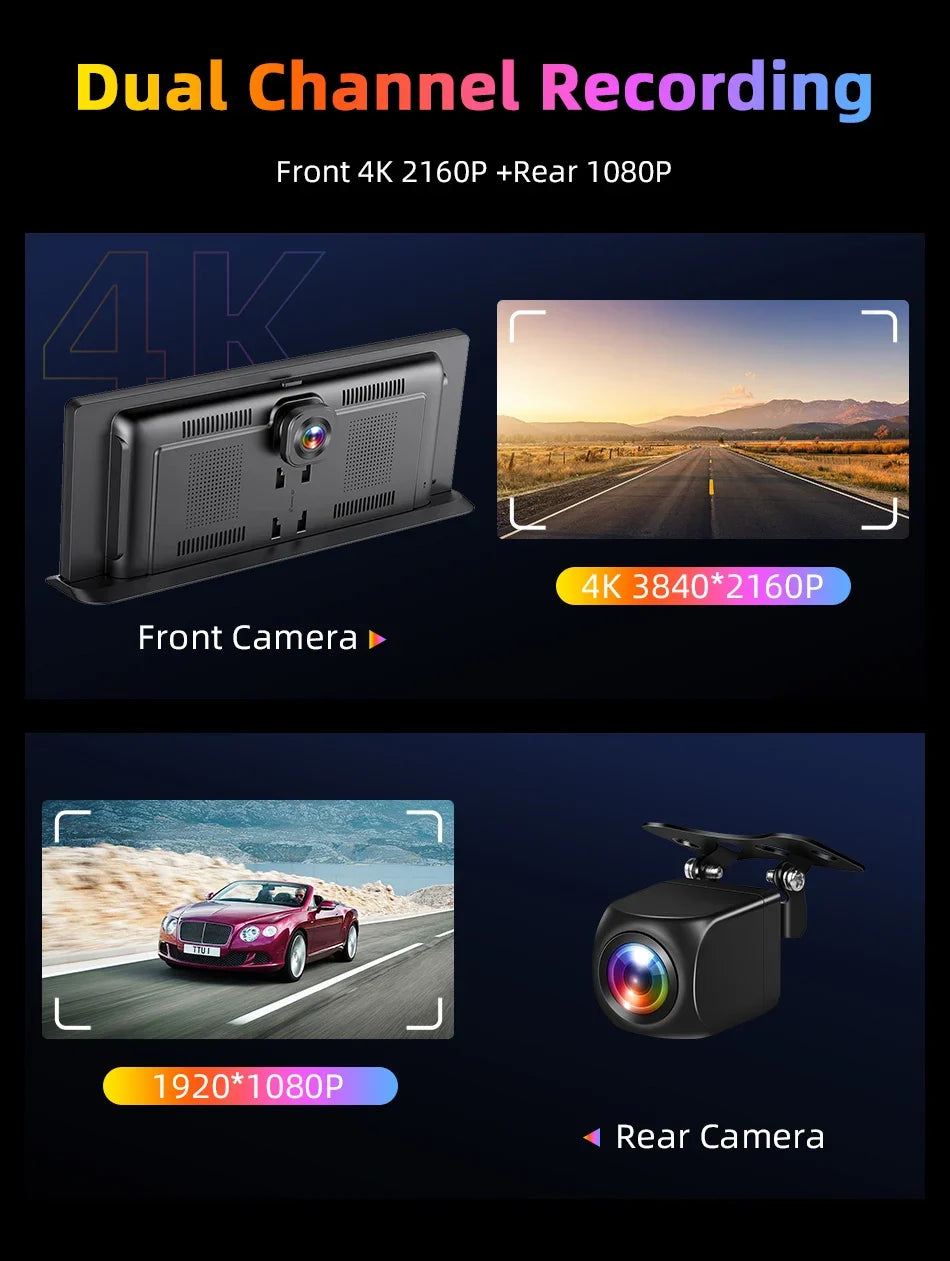 Portable Wireless CarPlay & Android Auto Screen – Size & DVR Options