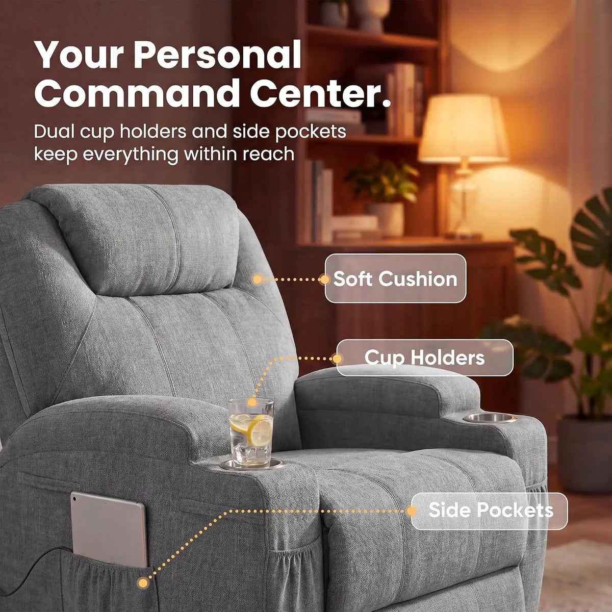 Small Swivel Rocker Recliner, Rocking Chair Recliner with Massage | 360 Upholstered Fabric Rocking Chair Recliner, Customized