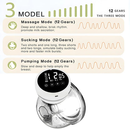 1PCS Wearable Electric Breast Pump Milk Collection Hands-free Automatic Intelligent Breast Pump Portable For Travel