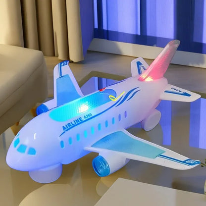 Children Electronic Aeroplane Toy with Music Autopilot Rotation Flash Sound Plane Educational Toy Christmas Gift for Kids