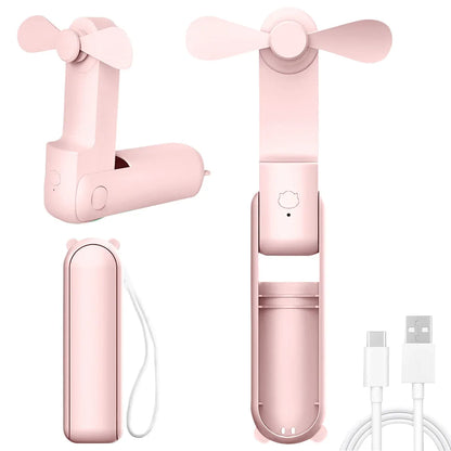 Portable Handheld Fan Cute Mini Fan 500mAh Battery 2speed Adjustable Low-Noise Electric Fan Student Gift Outdoor Fan Folding Fan