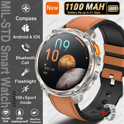 2026 New T-Rex3 Ultra Military Smart Watch 1100mAh Battery GPS Path IP68 Waterproof Sports Tracker Outdoors Compass Smartwatch