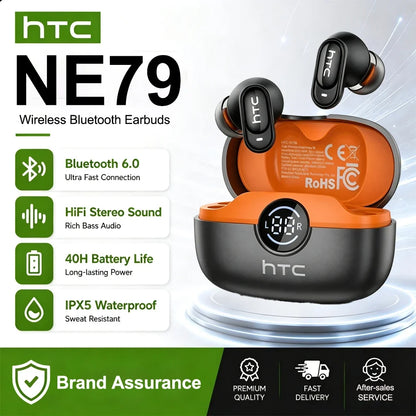 HTC NE79 Real Time Translation Earphone Bluetooth HiFi Music HD Call Noise Reduction Wireless Earbud LED Display With Mic