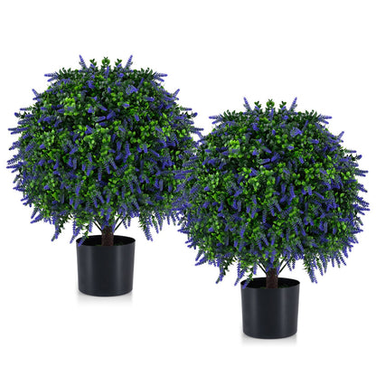 Artificial Lavender Topiary Ball Trees 22 Inch Set of 2