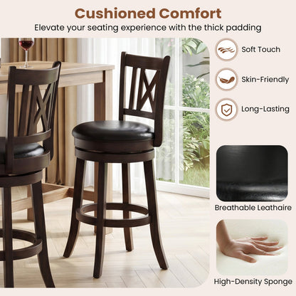 Swivel Bar Stools Set of 2 with Backrest - 30 Inch