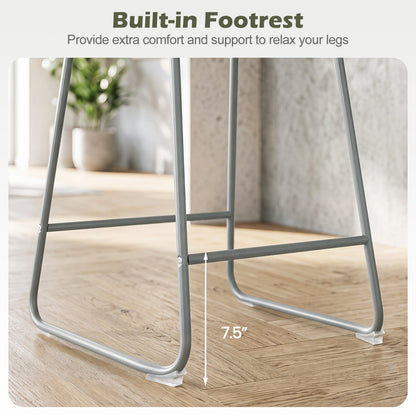 Counter Height Bar Stools Set of 2 with Curved Backrest