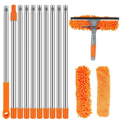 Extendable Window Cleaning Kit – 2-in-1 Glass Squeegee & Microfiber