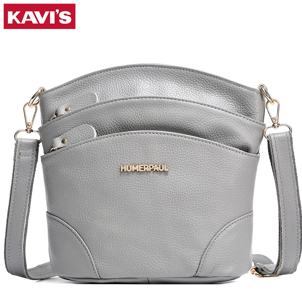 100% Genuine Leather Women Messenger Bags Casual Cell Phone Purse with