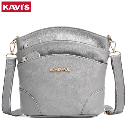 100% Genuine Leather Women Messenger Bags Casual Cell Phone Purse with
