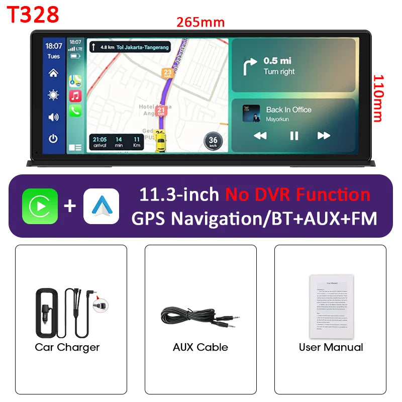 Portable Wireless CarPlay & Android Auto Screen – Size & DVR Options