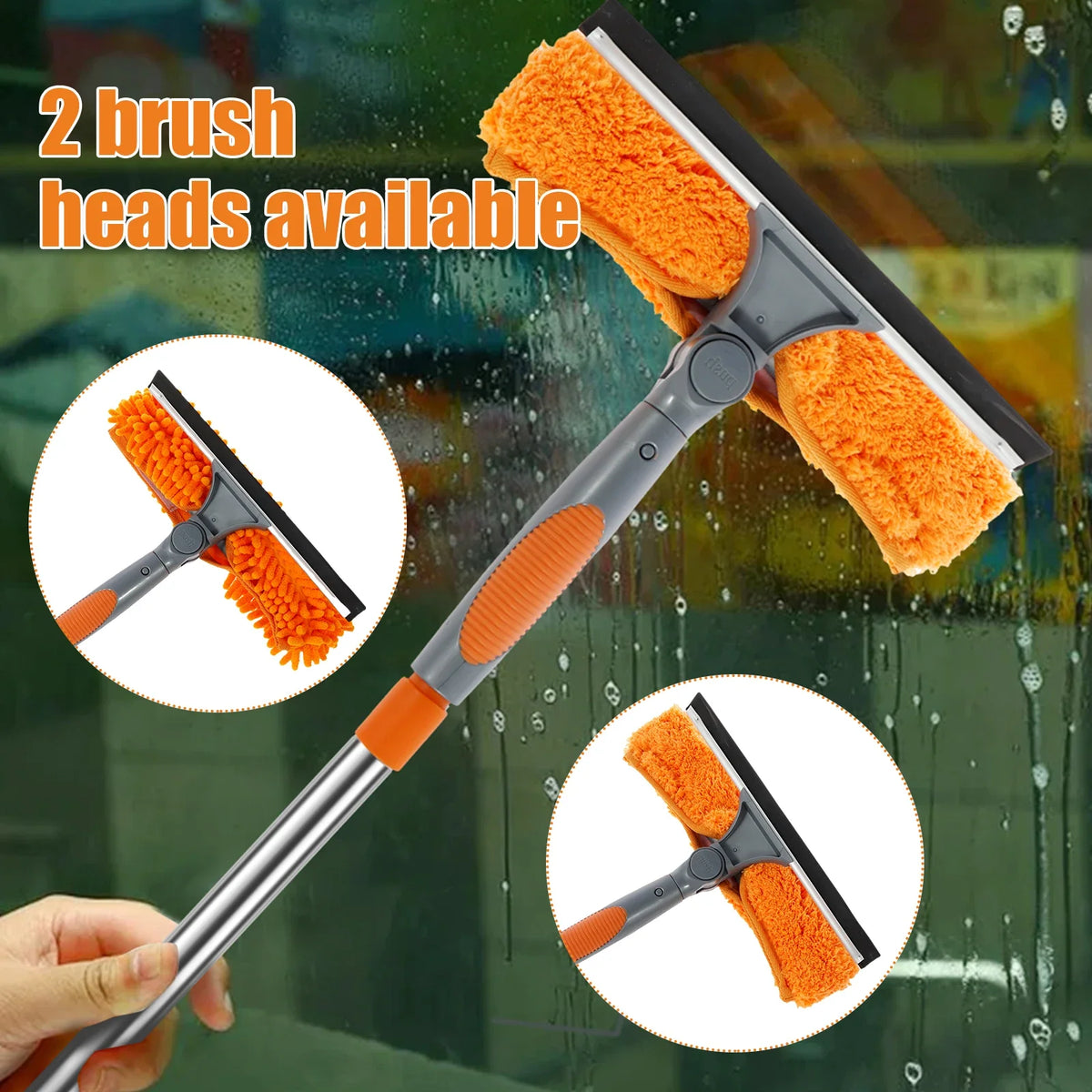 Extendable Window Cleaning Kit – 2-in-1 Glass Squeegee & Microfiber