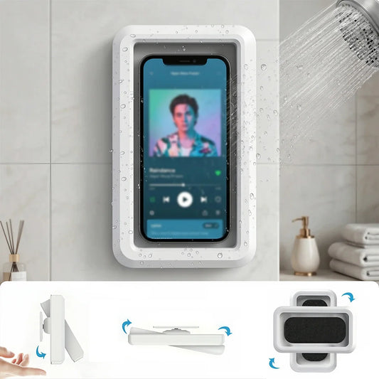 Waterproof Shower Phone Holder Rotation Angle Adjustable Telescoping Wall Mount Phone Holder for Bathroom Kitchen Bracket Stand