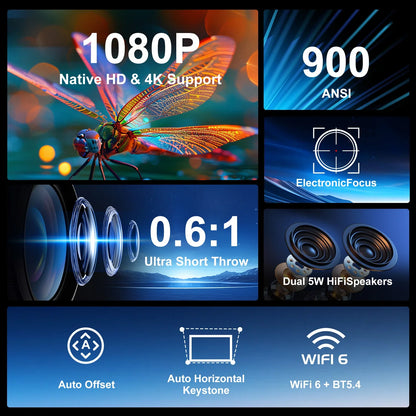 Portable Android Projector with Bluetooth & Auto Keystone