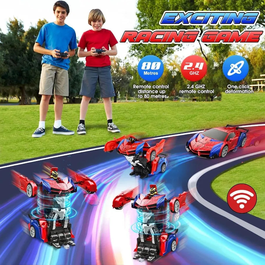2.4GHz Deformable Spider RC Car - Cool Robot Car with Stunts, Rechargeable Battery & LED Lights, Gift for Kids 3+