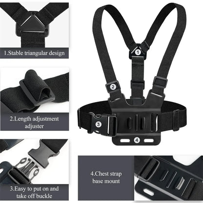 Camera Phone Chest Mount Laptop Harness Phone Holder Strap Clip POV Holder for iPhone 17 16 Android Gopro 12 Camera Smartphone Photography Kits