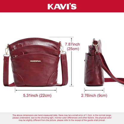 100% Genuine Leather Women Messenger Bags Casual Cell Phone Purse with