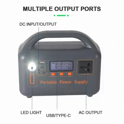 500W 220V Portable Power Station Solar Generator 461Wh 36Ah LiFePO4 Battery Power Bank for Outdoor Camping RV Emergency Energy