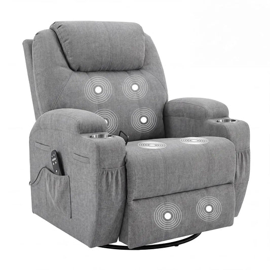 Small Swivel Rocker Recliner, Rocking Chair Recliner with Massage | 360 Upholstered Fabric Rocking Chair Recliner, Customized