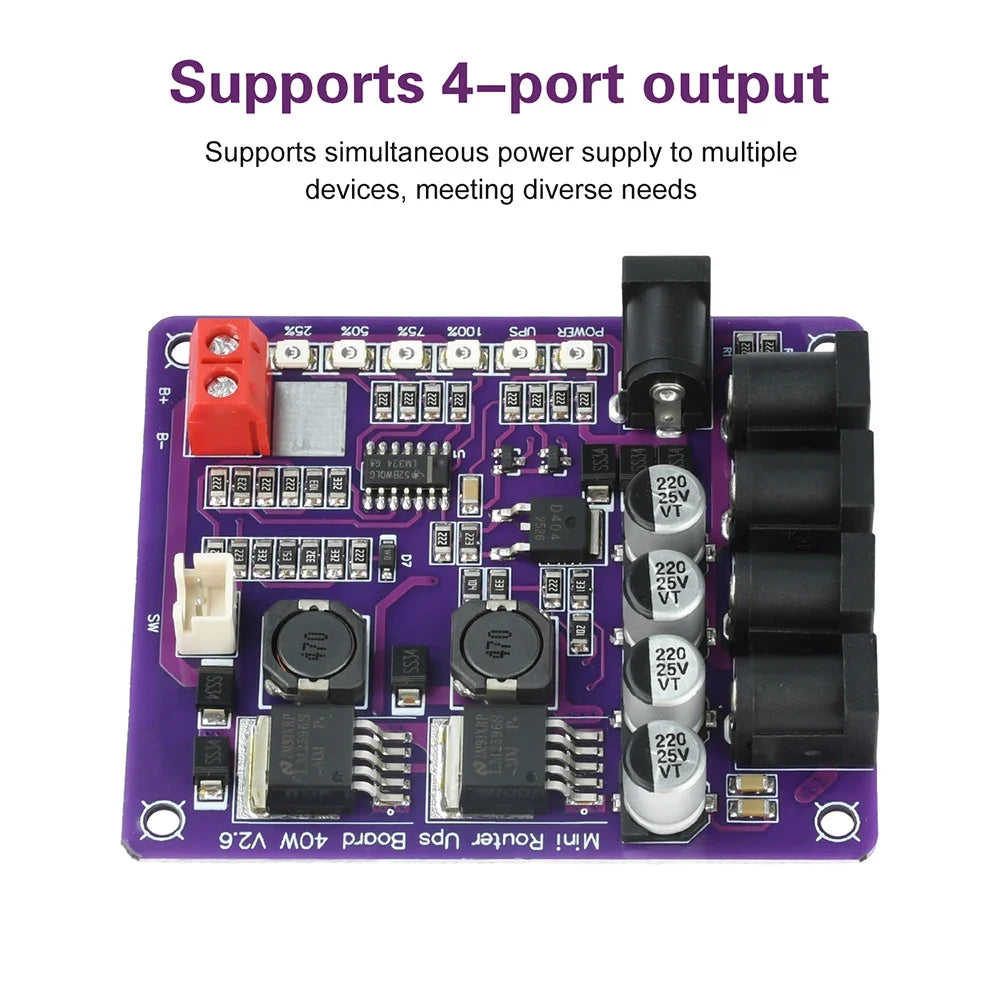 40W Mini Router UPS Board 5V 9V 12V 4-Channel Output Battery Charging Board For Router Uninterruptible Power Supply