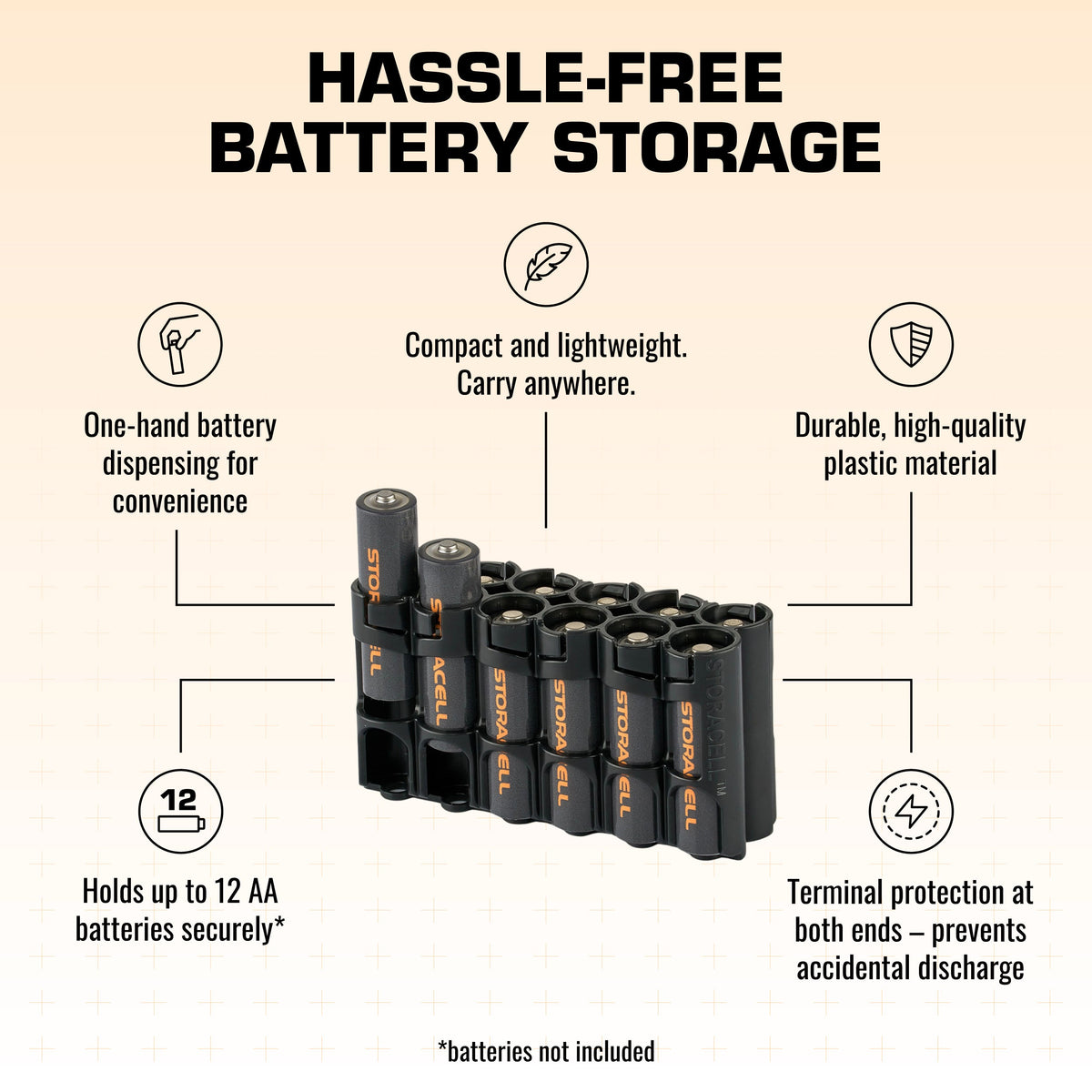 12 AA Pack Battery Caddy (Tuxedo Black)