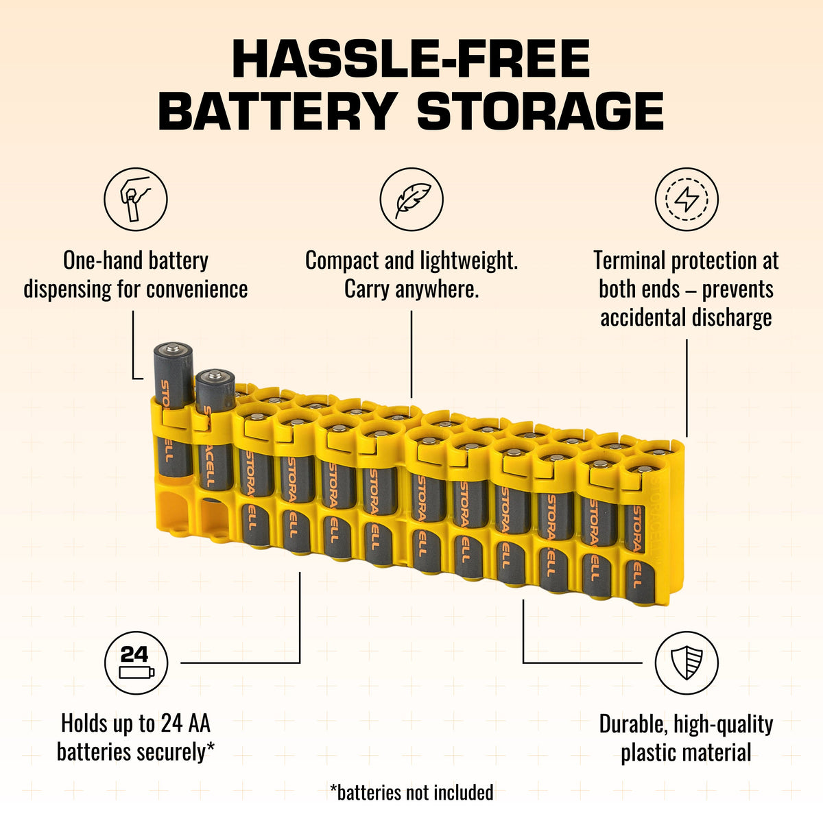 24 AA Pack Battery Caddy (Yellow)