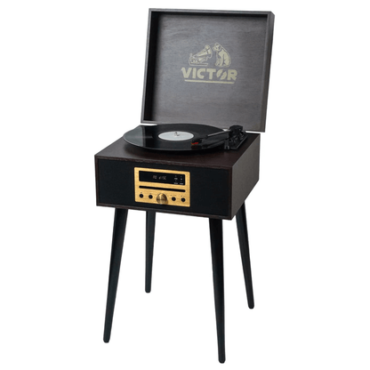 Victor Newbury 8-in-1 Music Center w Chair-Height Legs, USB Slot & AM FM Radio
