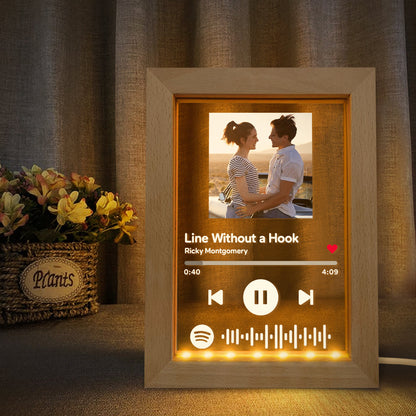 🎵💡Custom Spotify Code Music Art Picture Frame Night Light – Scan to Play Your Song!🎵💡