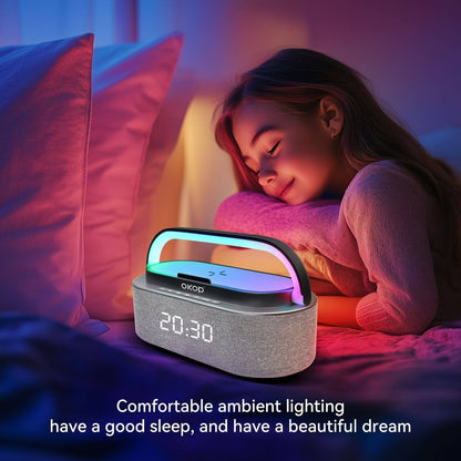 KP-578 Hot-selling Wireless Bluetooth Speaker With Clock Alarm And Wireless Charging Features A Portable Handle Factory Stock Available