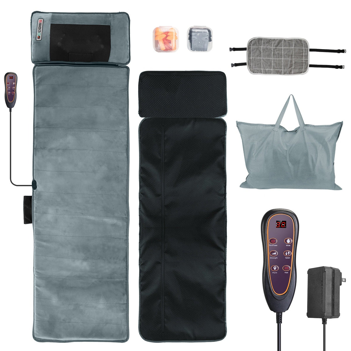 Full Body Electric Massage Mat – Heated, 10-Motor Vibration, Neck Pillow