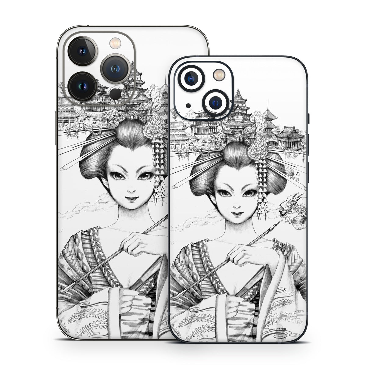 Geisha Sketch - Apple iPhone 13 Skin