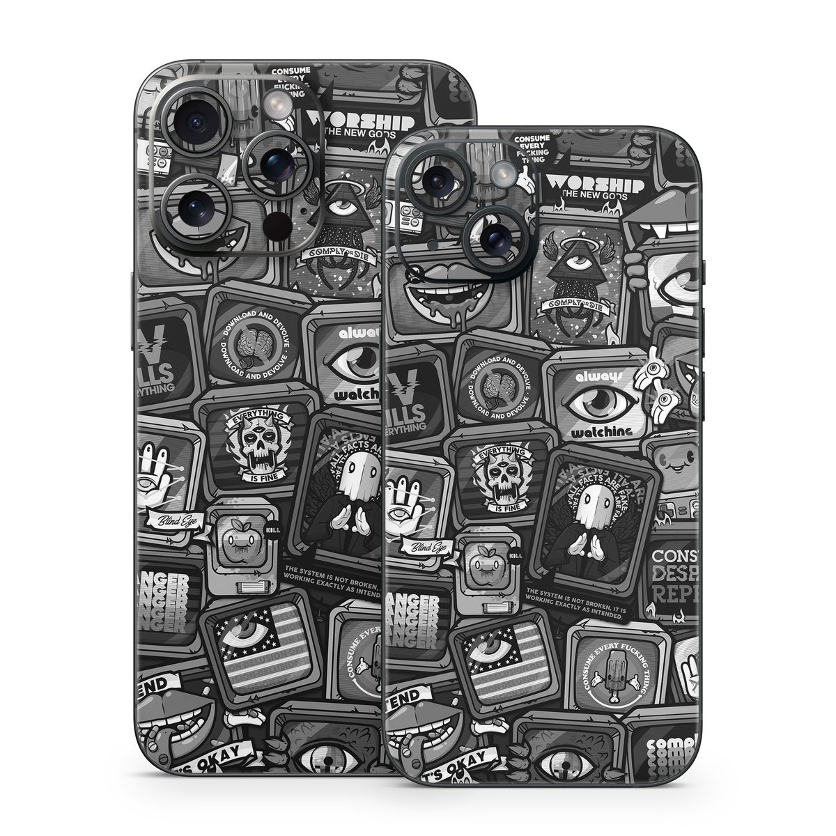 Distraction Tactic B&W - Apple iPhone 15 Skin