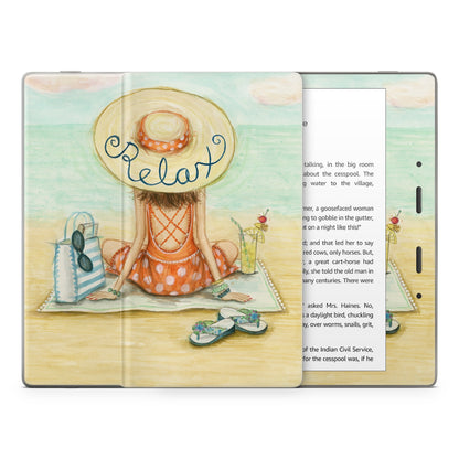 Relaxing on Beach - Amazon Kindle Skin