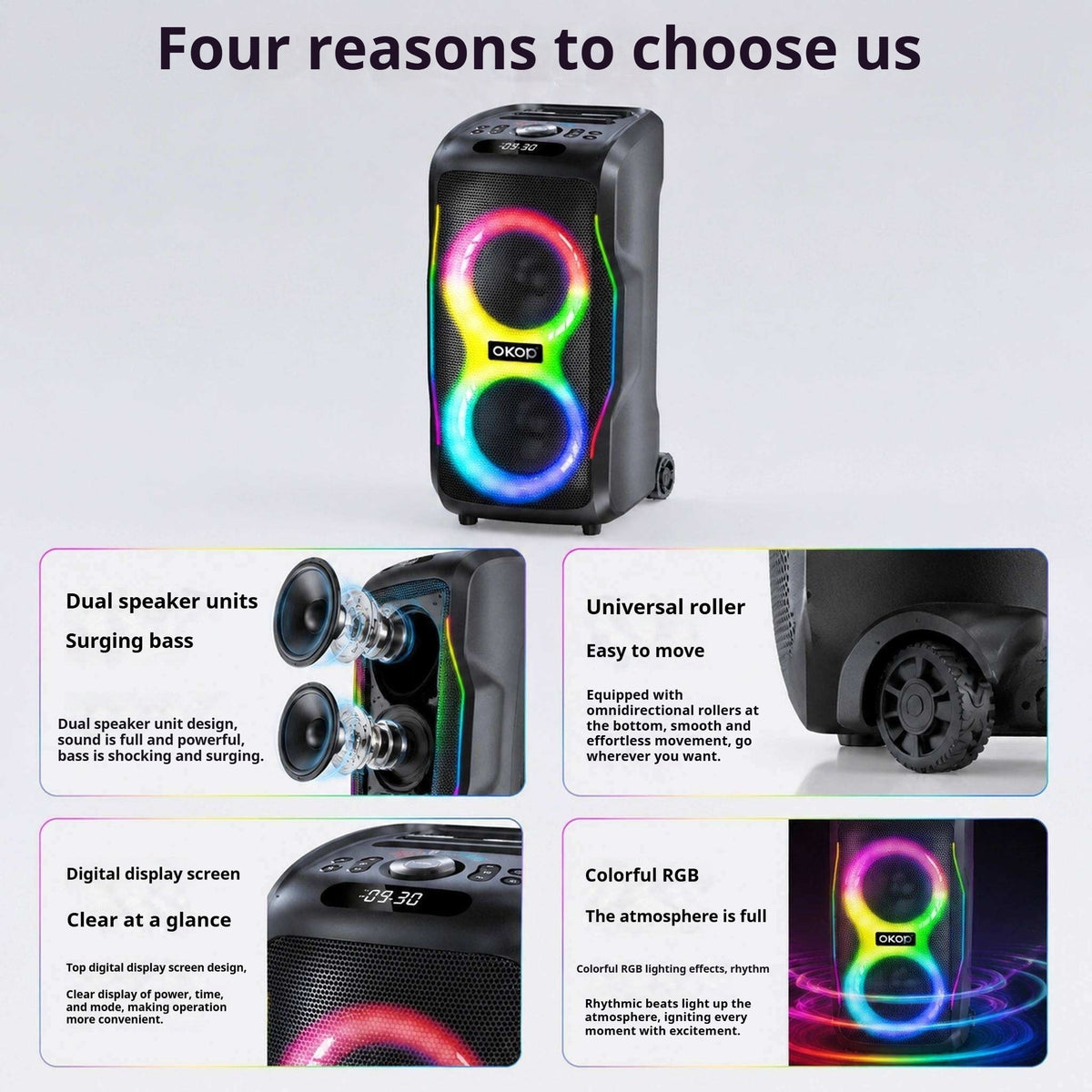 KP-8015 Best-Selling Bluetooth Speaker New High-Power 120W Outdoor Model With Dual Microphones Long Battery Life And Karaoke Functionality In Stock