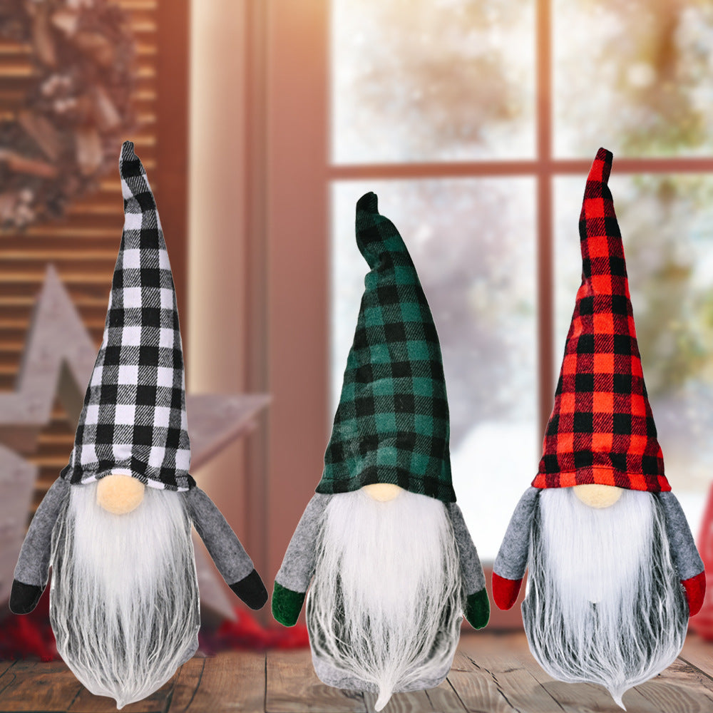 Christmas Decorations Christmas Plaid Hat Rudolf Doll
