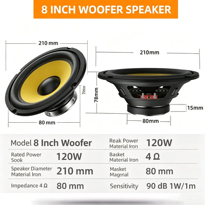 4 5 6.5 8 10 12 Inch Car Subwoofer Speaker  Heavy Bass Audio Loudspeaker For Car Stereo Modification