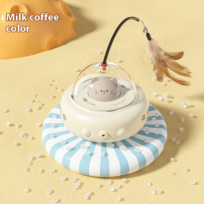 Smart Teaser Cat Toy Electric UFO Cat Teaser Stick With Bell Training Pet Toys Replaceable Feather Interactive Cat Supplies Pet Supplies Pets Products