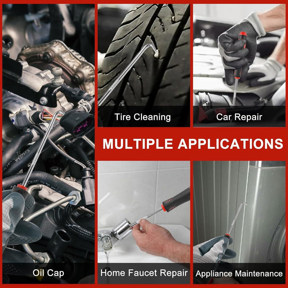 Car Removal Tool Kit 9 Pcs Oil Seal Hooks 4 Pcs Pry Bars Auto Trim Panel Disassembly Set For Car Modification