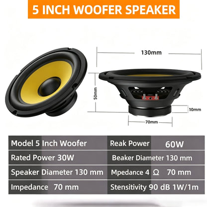 4 5 6.5 8 10 12 Inch Car Subwoofer Speaker  Heavy Bass Audio Loudspeaker For Car Stereo Modification