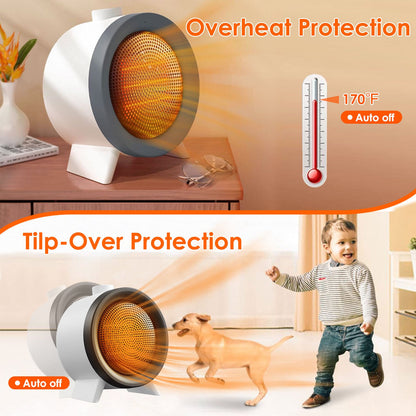 1000W Electric Space Heater Ceramic Heater Fan Heating Fan with 3 Modes 3S Fast Heating Tip-over Overheating Protection for Home Office Dormitry