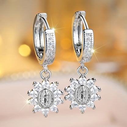 Western Light-luxury Virgin Mary Diamond-studded Earrings