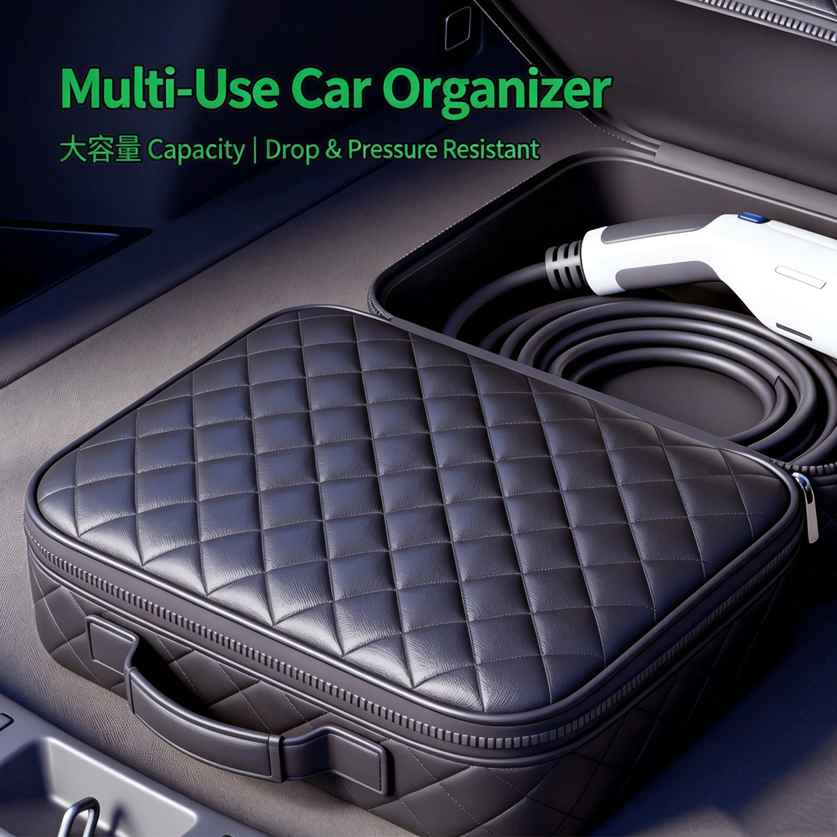 EV Charging Gun Storage Bag, Electric Car Portable Charger Organizer Box, Trunk Charging Cable Storage Pouch