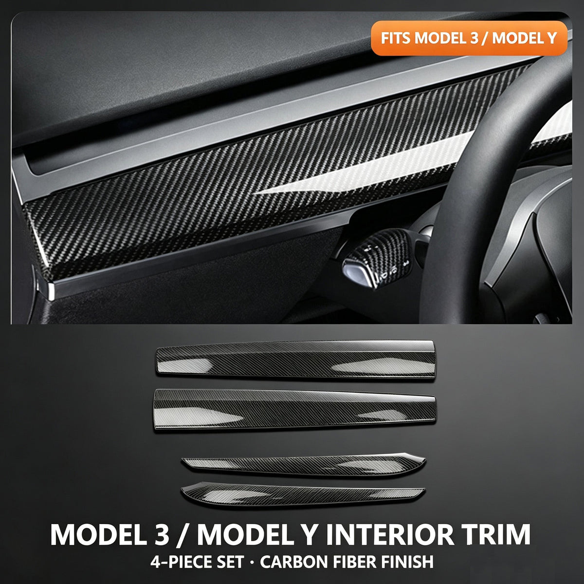 Applicable To Tesla ModelY3 Central Control Interior Trim Strip Instrument Panel Inner Door Trim Strip Refresh 3 Central Control Trim Strip