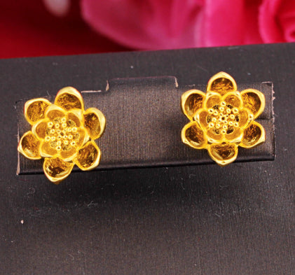 Electroplated Flower Stud Earrings Multi-layered Hoop Rings