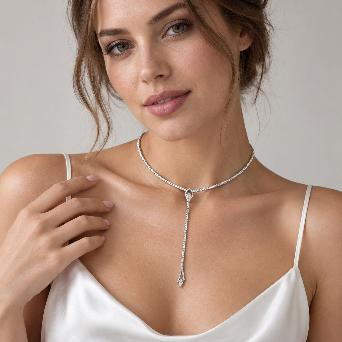 Marquise Zircon Pendant Necklace Bridal Women Neck Jewelry For Wedding Banquet Party Occasions