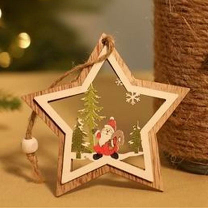 Christmas Decorations Wooden Cabin Pendants