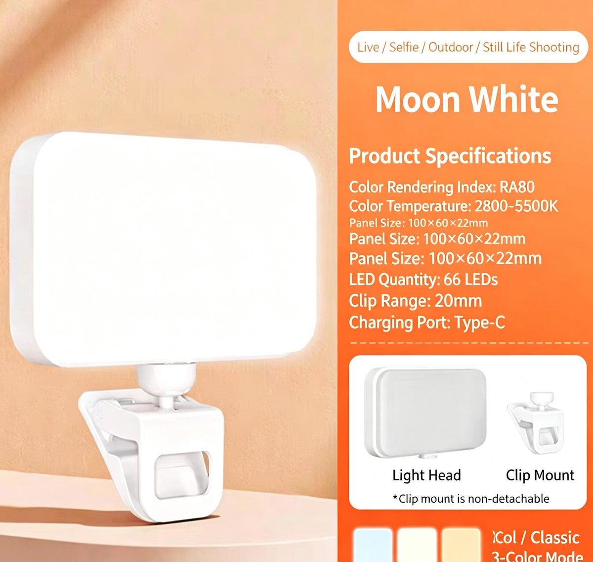 Mini Portable Hand Held LED Fill Light Adjustable Photography Video Lighting Lamp For Phone Live Streaming Food Shooting Outdoor Ambient Fill Lamp
