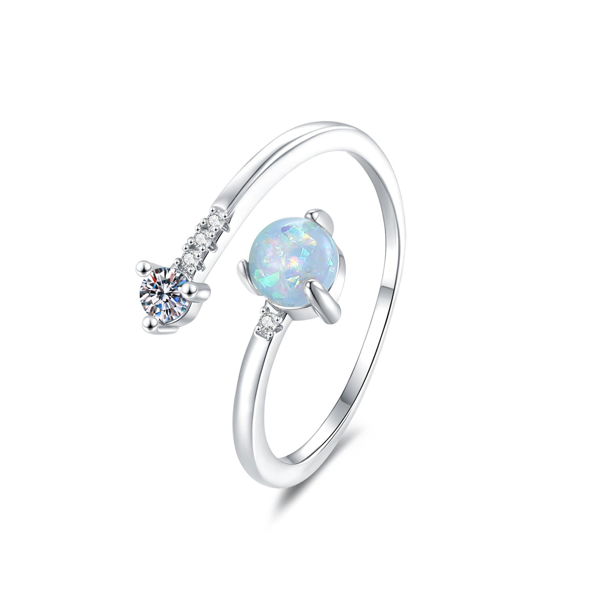 Fashionable And Simple Micro-Inlaid Opal Ring For Women