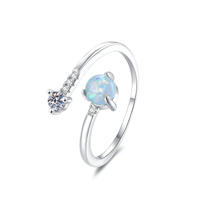 Fashionable And Simple Micro-Inlaid Opal Ring For Women