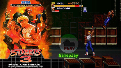 Streets of Rage 3 Sega Genesis Mega Drive Video Game Cartridge 1994