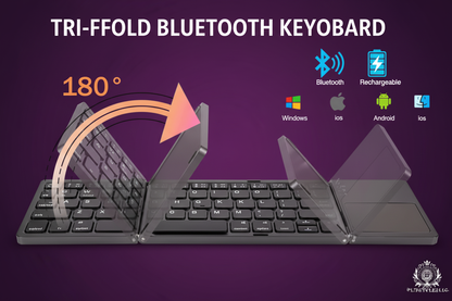 Wireless Tri-Fold Bluetooth Keyboard with Touchpad | Foldable | 81 Keys | 35Hr Battery | Phone Tablet PC Mac